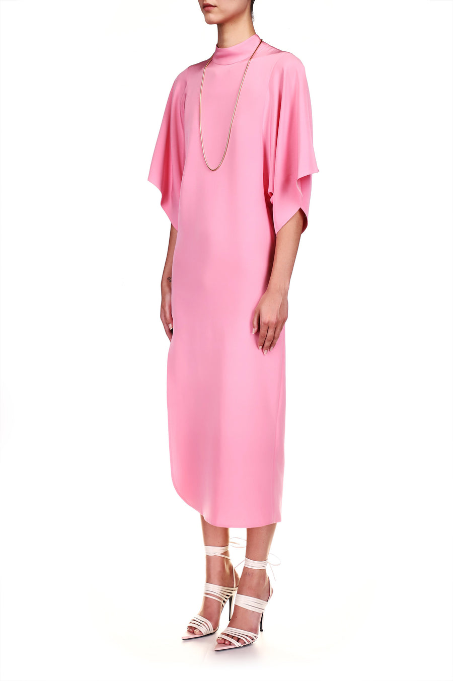 Pink Mock Neck Sheath Dress