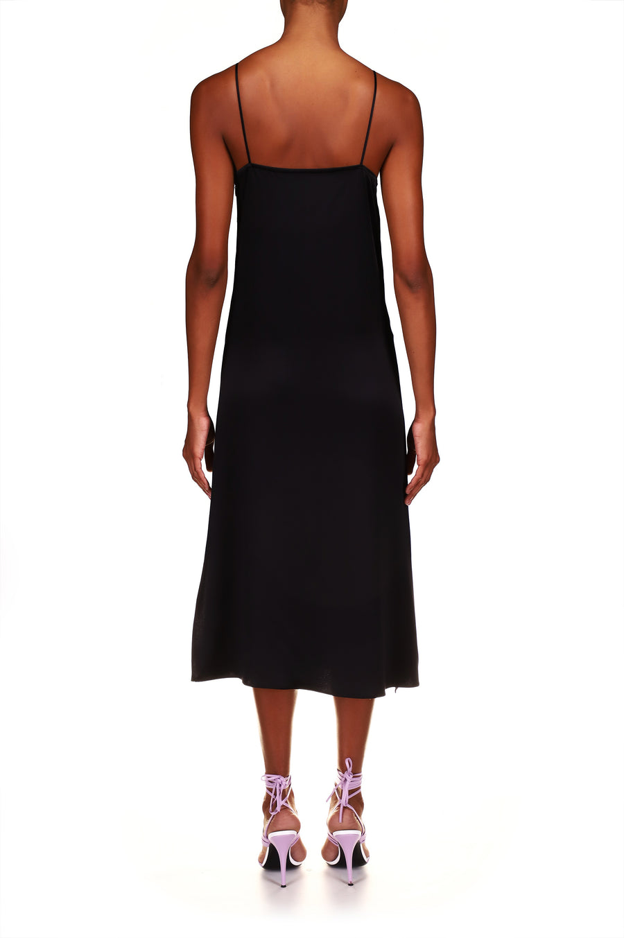 Black Slip Dress With Hand Beaded Shell Detail