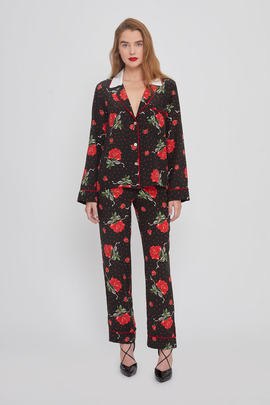 Red Rose Silk Pajama Pant