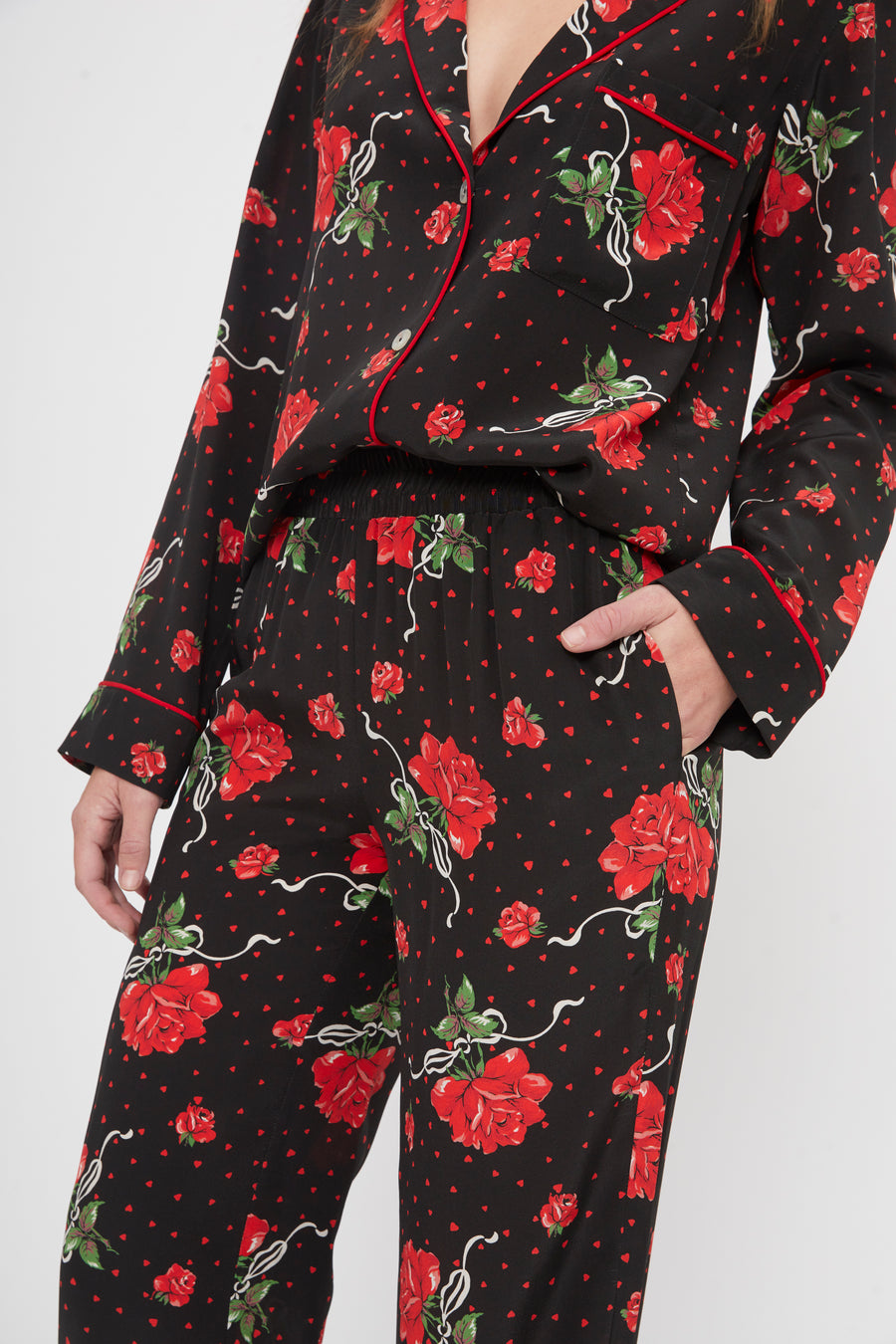 Red Rose Silk Pajama Pant