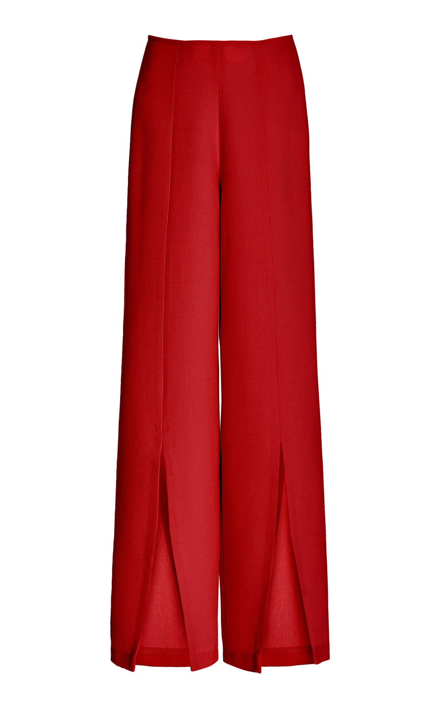 Red Wide Leg Double Faced Wool Pant