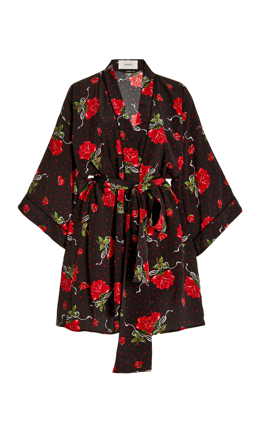 Printed Rose Silk Robe